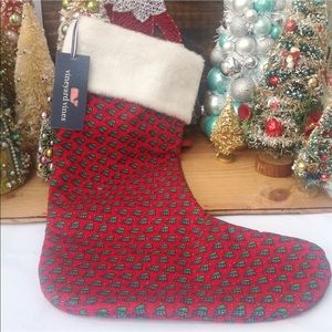 Vineyard Vines Holiday Christmas Stocking Car Woody Station Wagon Trees Red